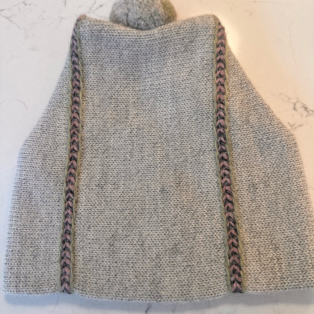 Stylish Gray Knit  hat with Pink Accents